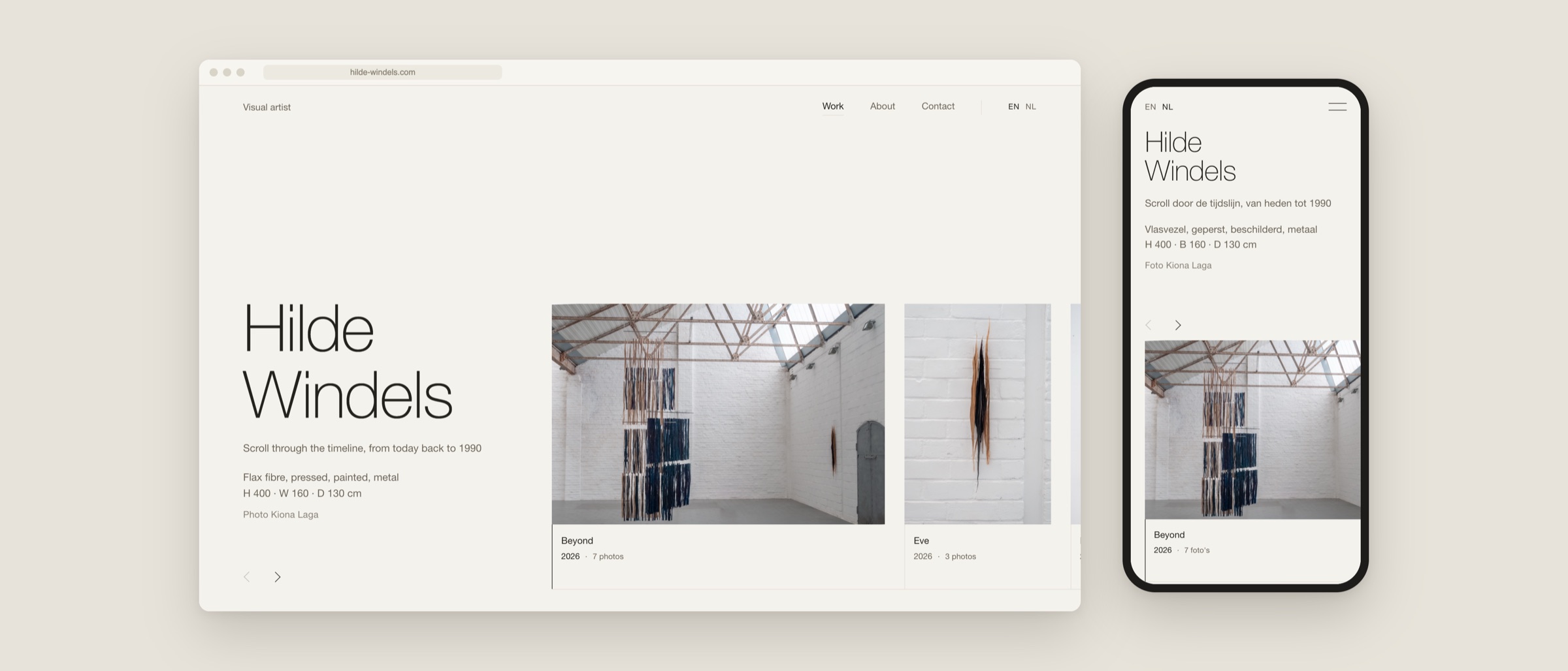 De website van Hilde Windels op desktop en gsm